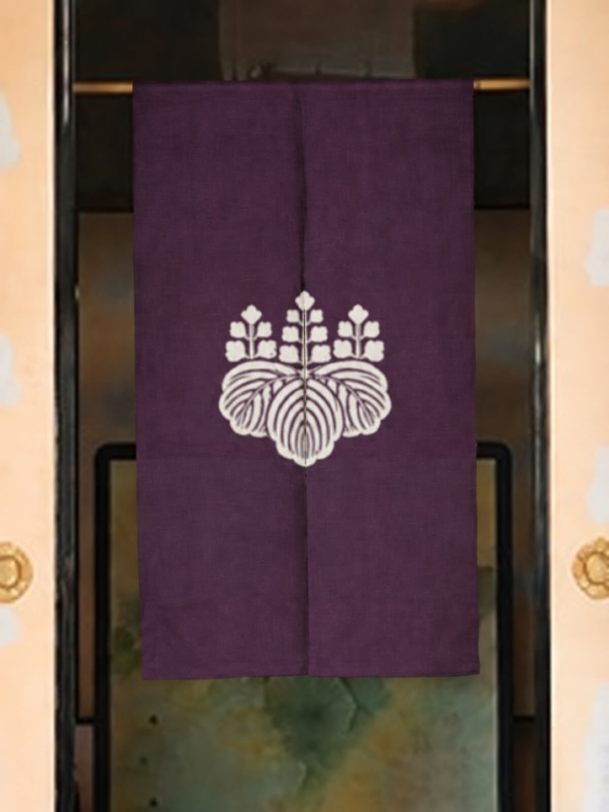 Linen Noren | Kamon(Crest) - kodaimurasaki